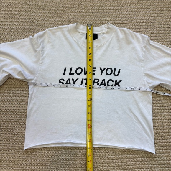 Ghost “I LOVE YOU SAY IT BACK” Cropped Long Sleeve Tee | Small | White - Picture 5 of 7